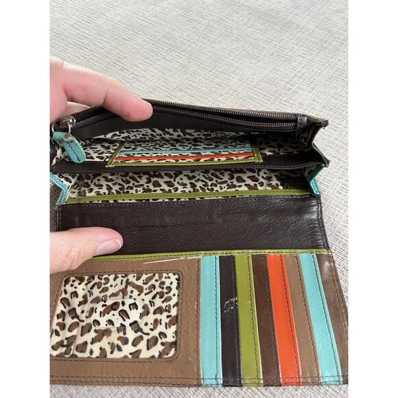 Original Prym Multicolor Leather Wallet Women One Size Zip ID Card Leopard - Picture 4 of 9